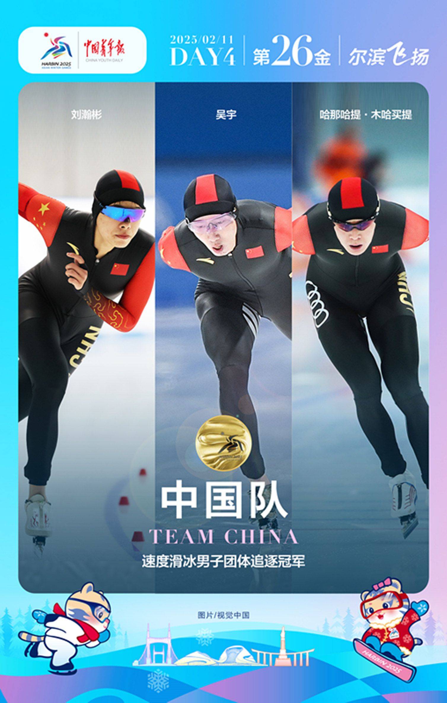 拿下最后一金，中國隊包攬亞冬會男子速度滑冰全部金牌